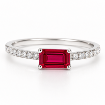 elegante anillo de rubí 0,5ct y moissanitas